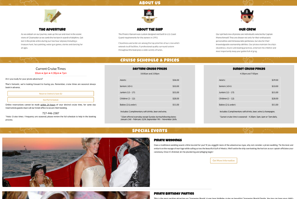 Captain Memos Pirate Cruise Website Designer